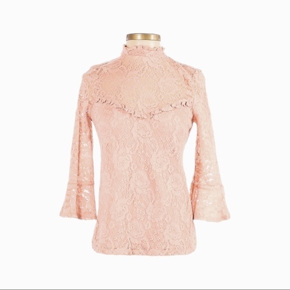 🌺 Express Victorian Romantic Boho Lace High Neck Ruffle Top Size S NWT - Picture 1 of 9